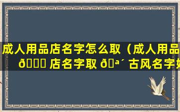 成人用品店名字怎么取（成人用品 🐎 店名字取 🪴 古风名字好嘛）